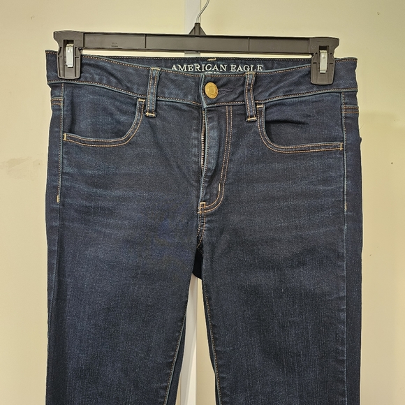 American Eagle Super Stretch Dark Wash Skinny Jegging Size 6 Long - Picture 2 of 9